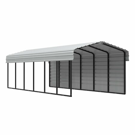 ARROW STORAGE PRODUCTS Galvanized Steel Carport, W/ 1-Sided Enclosure, Compact Car Metal Carport Kit, 10'x29'x7', Eggshell CPH102907ECL1